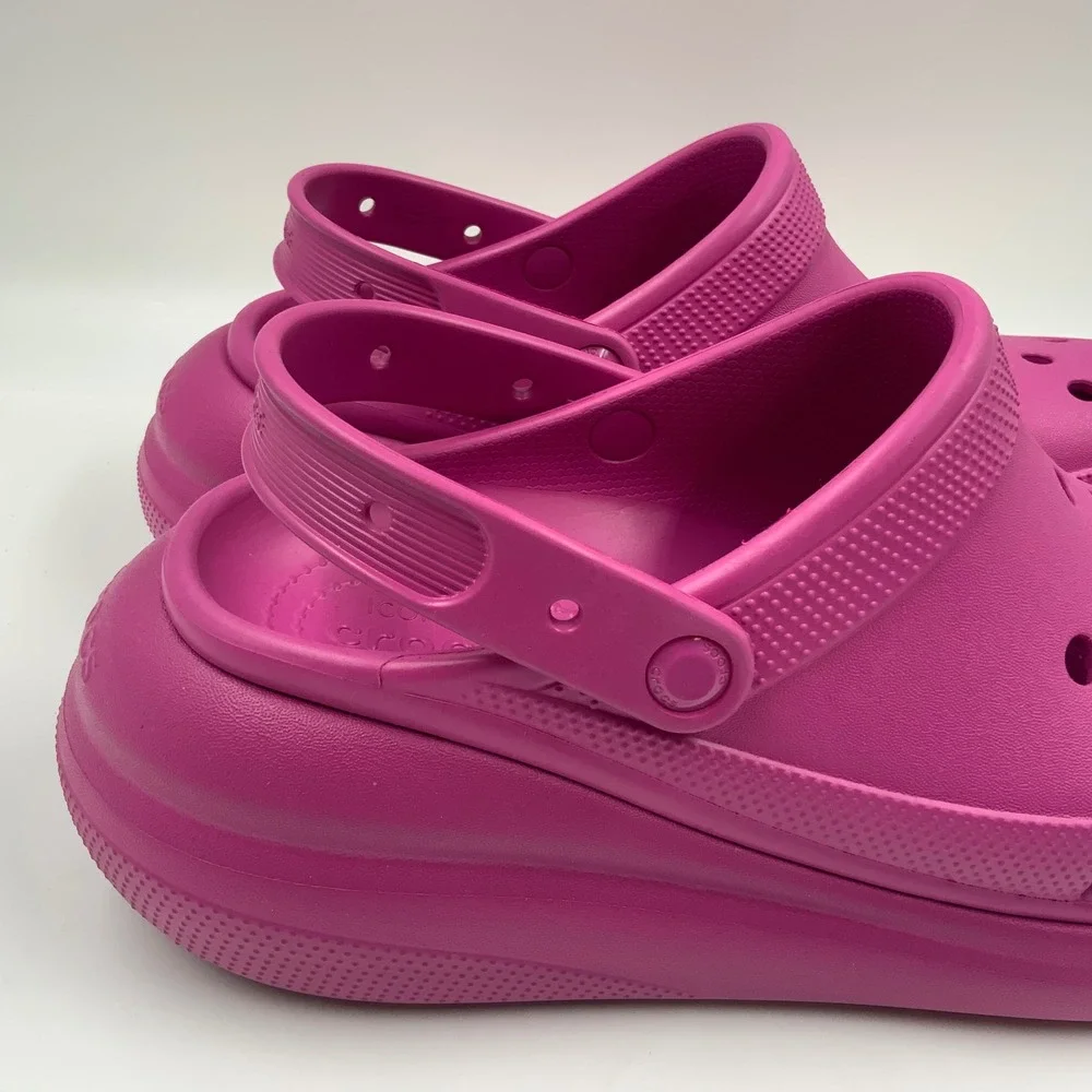 Crocs Classic Crush Clog Magenta Pink Platform Mens Sandals 207521-6QQ